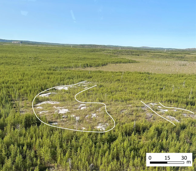 Figure 2: Aerial Photograph of the Anais Showing Outcrop