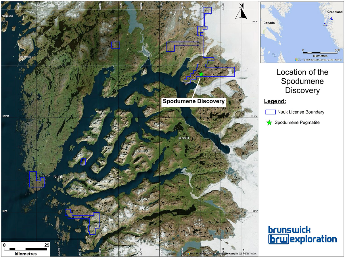 Figure 1: Location of Greenland Spodumene Discovery