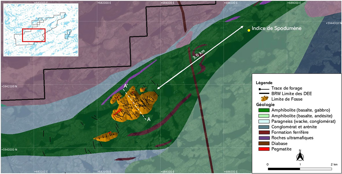 Figure 4 : Potentiel du projet et empreinte de la fosse à ciel ouvert