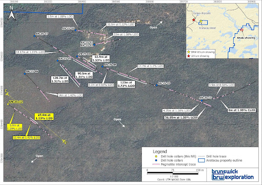 BRUNSWICK EXPLORATION INCREASES ANAIS STRIKE EXTENT  TO OVER 350 METERS